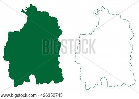 Moga District (punjab State, Republic Of India) Map Vector Illustration, Scribble Sketch Moga Map
