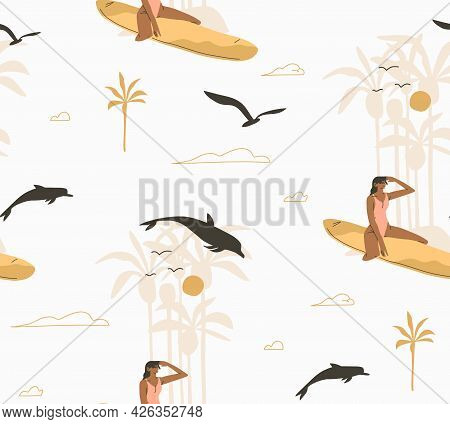 Hand Drawn Vector Abstract Stock Graphic Summer Cartoon, Minimalistic Contemporary Style Illustratio