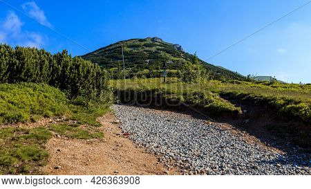 Mountain Road Leading To A Mountain. Chleb, Mala Fatra, Slovakia.