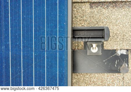 Selective Focus On Edge Panel With The Bracket And Anchor Installation System. From Directly Above.
