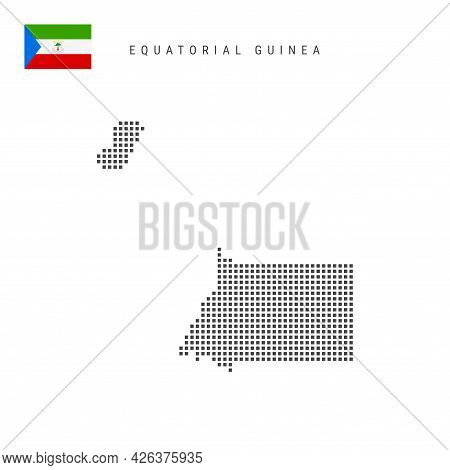 Square Dots Pattern Map Of Equatorial Guinea. Republic Of Equatorial Guinea Dotted Pixel Map With Na