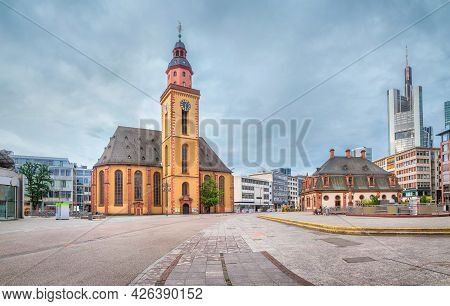 Frankfurt Am Main, Germany. View Of Baroque St. Catherine's Church (katharinenkirche)