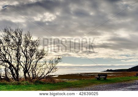 Udsigt over Morecambe Bay, fra Bardsea Beach.