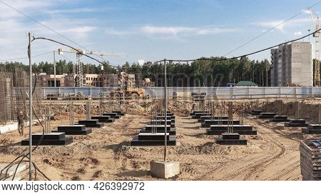 Monolithic Reinforced Concrete Foundations For The Construction Of A Residential Building. Grillage 