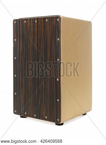 Cajon Isolated On White. Percussion Musical Instrument