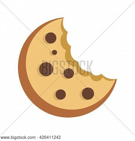 Bitten Cookie Icon. Flat Illustration Of Bitten Cookie Vector Icon Isolated On White Background