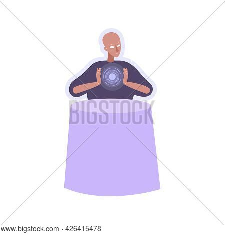 Character Of Blind Seer Predicting Future Flat Vector Illustration