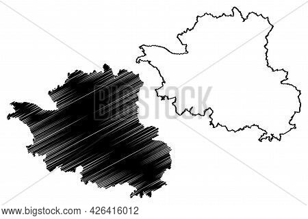 Esslingen District (federal Republic Of Germany, Rural District, Baden-wurttemberg State) Map Vector