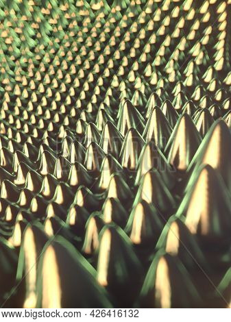 Abstract 3d Rendering Digital Illustration Of Ferromagnetic Fluid With Depth Of Field. Trendy Backdr