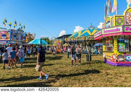 West Windsor, New Jersey - July 4: People Enjoy A Sunny Day At The Mercer County Fair On July 4 2021