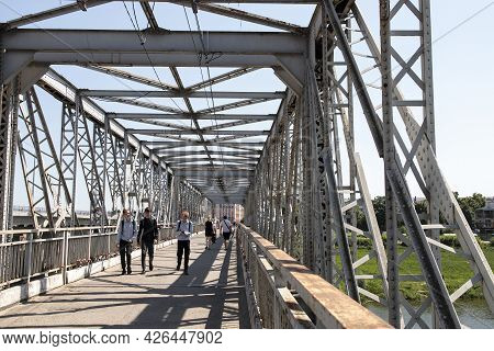 Yelets, Lipetsk Region, Russia - June 7, 2021, .a Footbridge Over The River 
