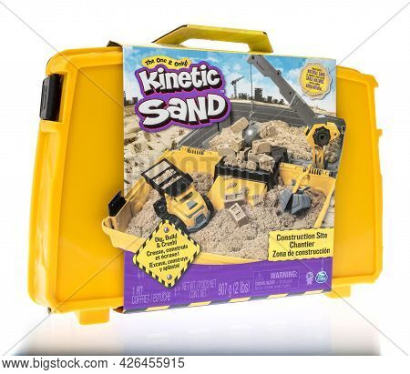 Winneconne, Wi -11 July 2021:  A Package Of Kinetic Moldable Sand Construction Site On An Isolated B
