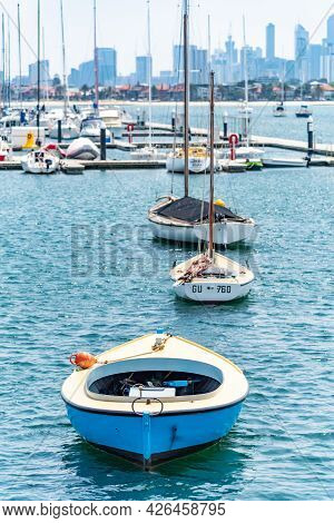 Melbourne, Victoria / Australia - 11/01/2019 St Kilda Beach Is A Beach Located In St Kilda, Port Phi