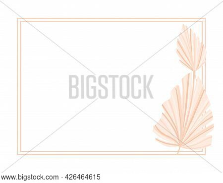 Frame Background With Dry Palm Leaves. Decor. Vector Illustration.