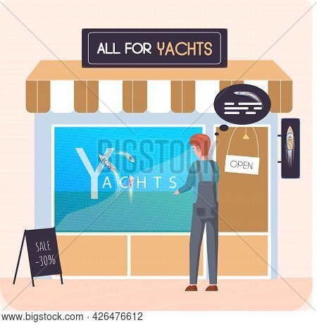 Buying Motorboat, Boat Selling, All For Yachts Shop. Transport Advertising Company E-commerce Concep