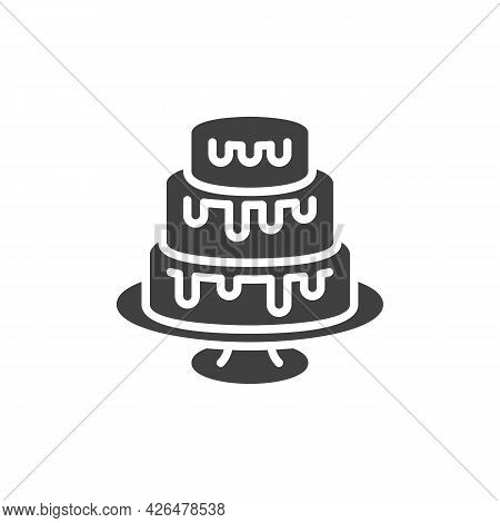 Three-layer Cake Vector Icon. Filled Flat Sign For Mobile Concept And Web Design. Three Tiers Cake G