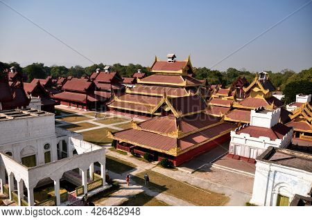 Ancient Ruins Building Of Mandalay Palace The Last Burmese Monarchy Royal Residency For Majesty On M