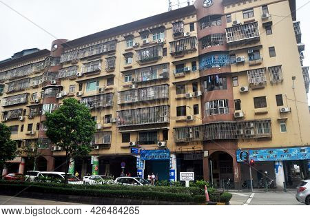 View Landscape Cityscape And Antique Vintage Reto Building And Macanese People Foreign Travelers Wal