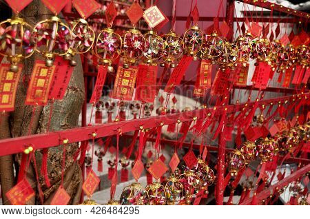 Small Windmill Amulet For Sale Macanese People And Foreign Traveler Travel Visit And Write On Paper