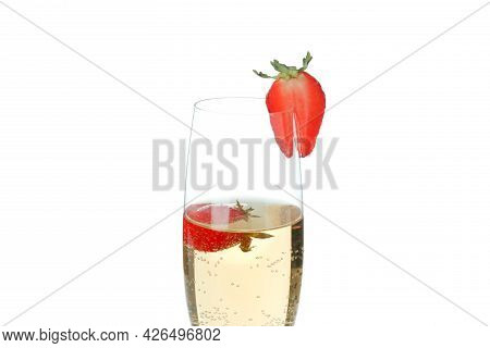 Glass With Rossini Cocktail Isolated On White Background