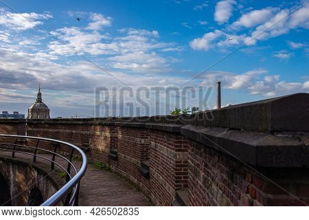 Leiden's Fortress With City Panorama In The Background, Leiden, Netherlands
