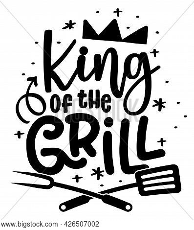 King Of The Grill - Label. Barbeque Elements For Labels, Logos, Badges, Stickers Or Icons. Vector Il