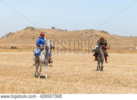 Tiberias, Israel, July 02, 2021 : Horse Warrios - Participant In The Reconstruction Of Horns Of Hatt