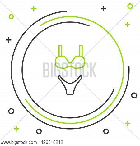 Line Summer Beach Swimsuit Icon Isolated On White Background. Beach Women Fashion. Colorful Outline 