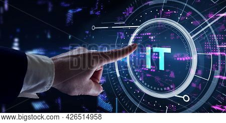 It Consultant Presenting Tag Cloud About Information Technology