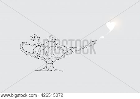 The Particles, Geometric Art, Line And Dot Of Aladin Lamp.
Abstract Vector Illustration. Graphic Des