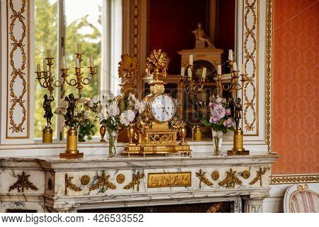 Velke Brezno, Czech Republic, 26 June 2021: Chateau Velke Brezno, Castle Interior, Baroque Furniture