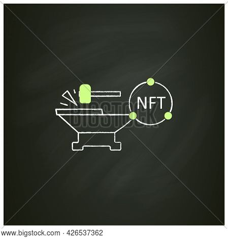 Minting Chalk Icon. Tokenizes Digital Asset On Blockchain. Minting Cryptocurrency. Digitalization Co