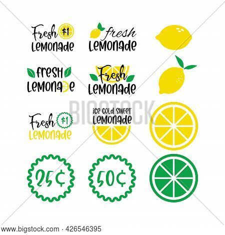 Labels And Signs Of Fresh Lemonade With Lemon. Vector Illustrations For Graphic And Web Design, For 