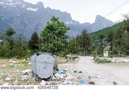 Garbage On The Mountain, Theti National Park In Albania.