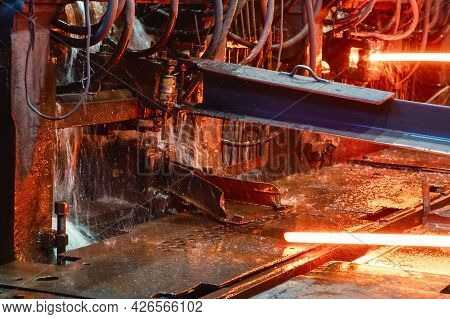 The Rolling Mill In Operation. Manufacturing Of Hot Rolled Steel.