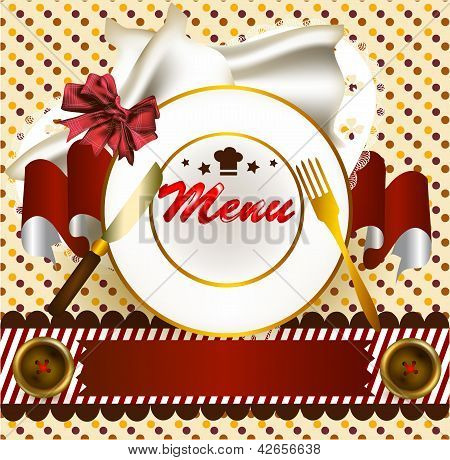 Cute Menu Design With Plate And Banner