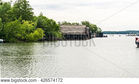 Marina And Boat Houses In Schwerin By The Lake Schweriner See