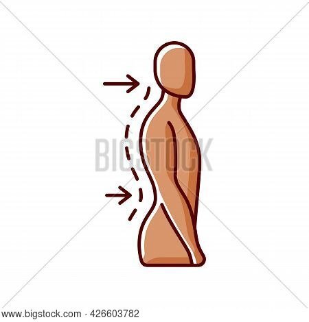 Lumbar Lordosis Rgb Color Icon. Excessive Inward Spine Curve. Saddleback Appearance. Difficulty With