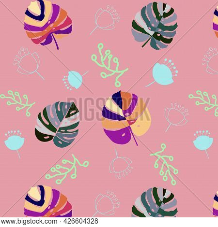 Summer Tropical Leaf. Nature Background. Vector Illustration Design.
