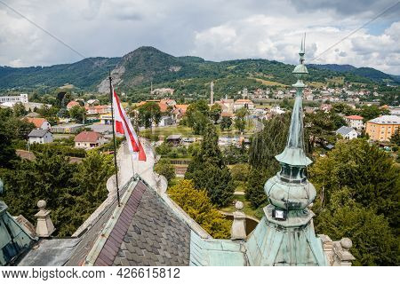 Velke Brezno, Czech Republic, 26 June 2021: Chateau Velke Brezno, View From Castle Tower To The City