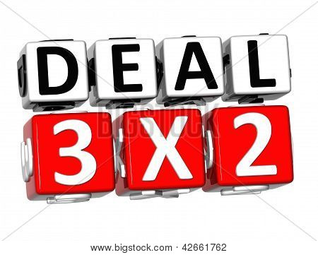 3D Deal Three For Two Button Click Here Block Text