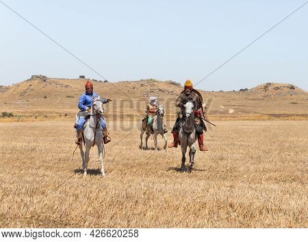 Tiberias, Israel, July 02, 2021 : Horse Warrios - Participant In The Reconstruction Of Horns Of Hatt