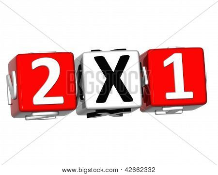 3D Two For One Button Click Here Block Text