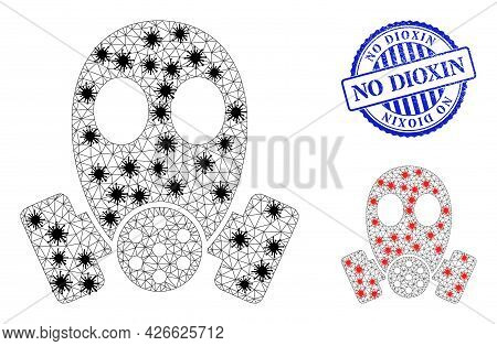 Mesh Polygonal Gas Mask Symbols Illustration In Outbreak Style, And Distress Blue Round No Dioxin Ba