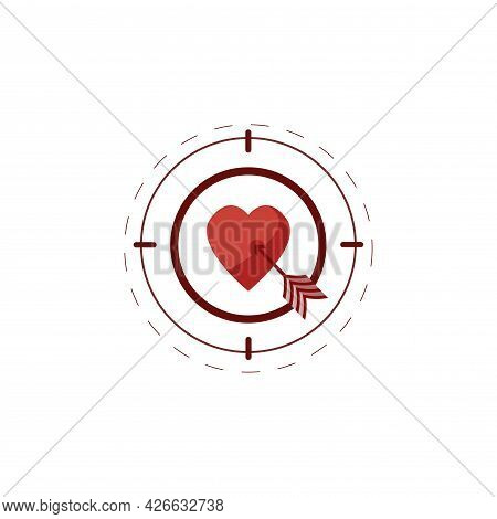 Arrow Pierces The Heart Clipart. Love Arrow Isolated Simple Vector Clipart