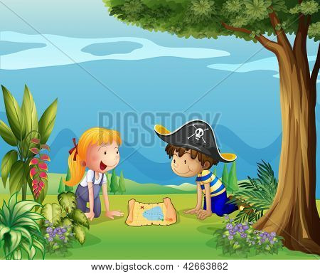 Illustration of the adventurous kids
