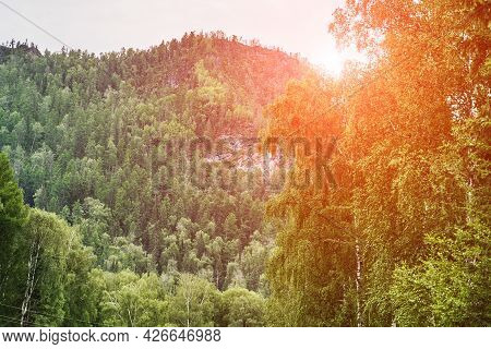 Vacation Landscape. Russian Altai Mountains. Multa Region. Holiday At Home. Staycation Concept. Long
