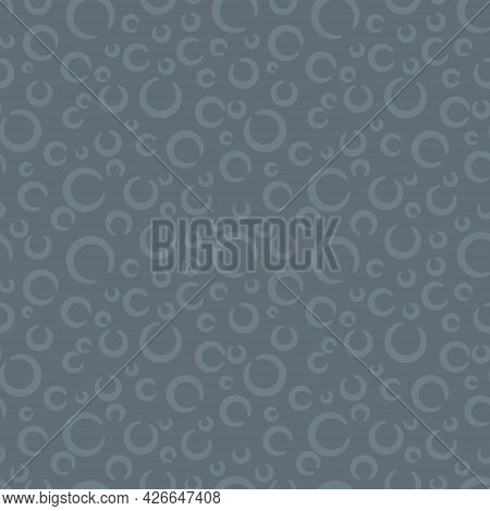 Dusty Blue Chambray Enso Circles Primitive Seamless Pattern. Vector Illustration For Background, Bed