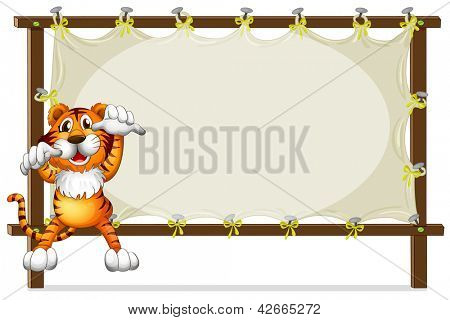 Illustrazione di una tigre tentando di saltare su uno sfondo bianco
