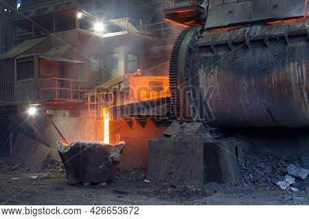 Pouring Molten Copper At A Copper Smelter In Chile